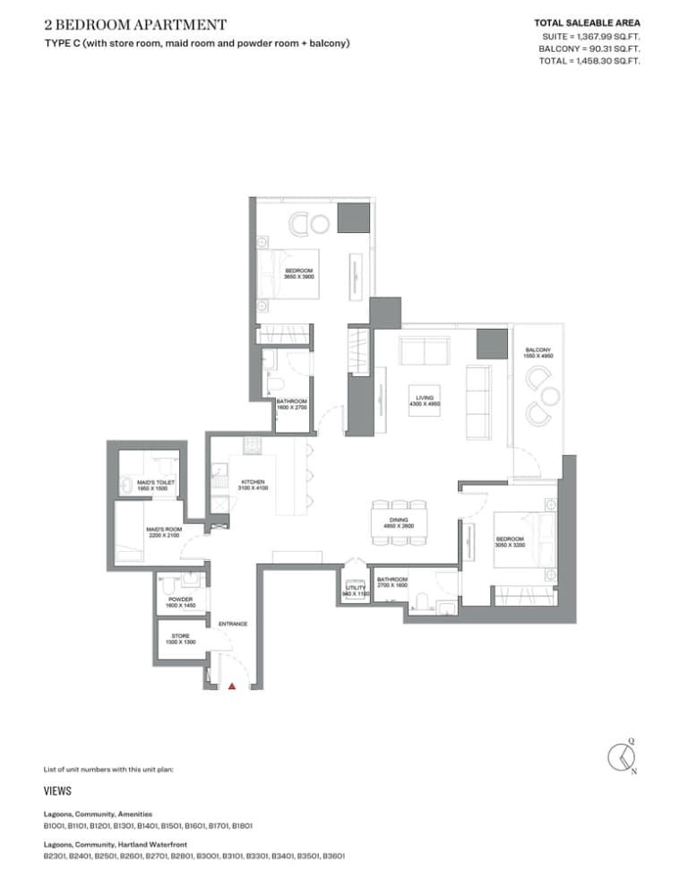 Skyscape Avenue 2 Bedroom Apartment Type C Floor Plan