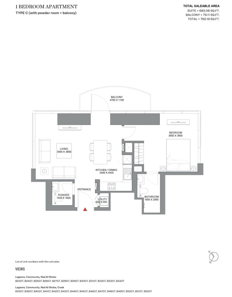 Skyscape Avenue 1 Bedroom Apartment Type C Floor Plan