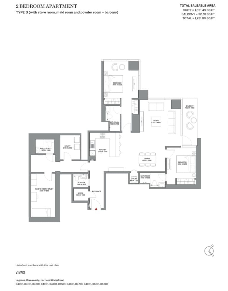 Skyscape Avenue 2 Bedroom Apartment Type D Floor Plan