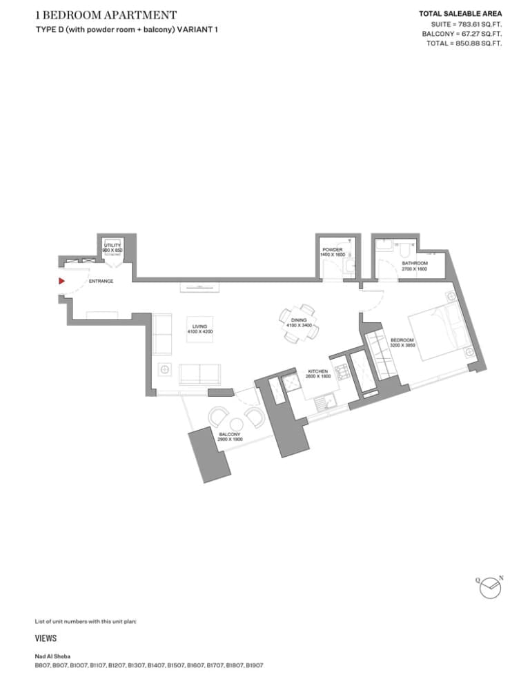 Skyscape Avenue 1 Bedroom Apartment Type D Variant 1 Floor Plan