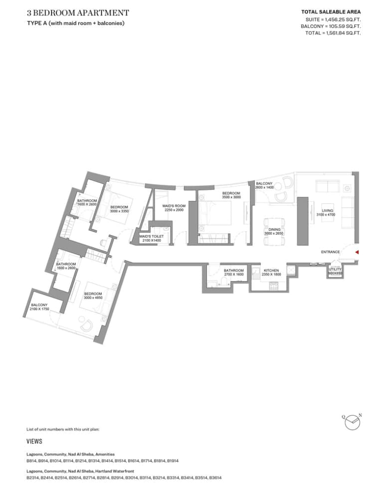 Skyscape Avenue 3 Bedroom Apartment Type A Floor Plan