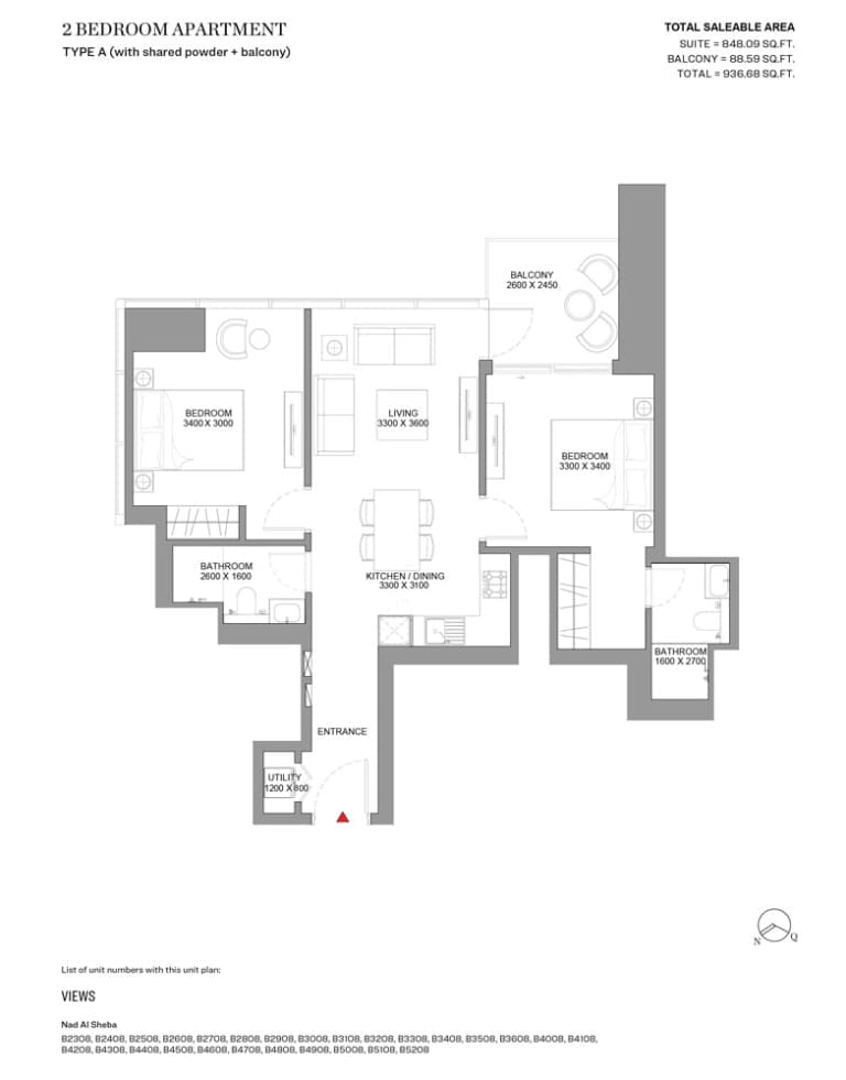 Skyscape Avenue 2 Bedroom Apartment Type A Floor Plan