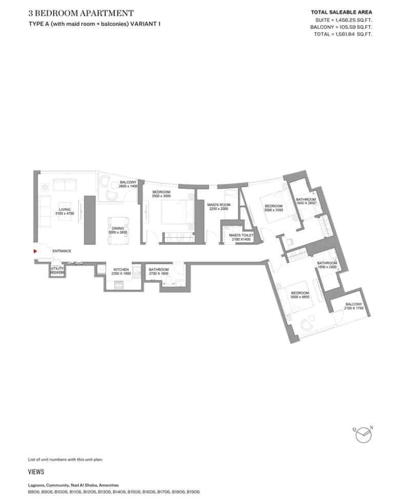 Skyscape Avenue 3 Bedroom Apartment Type A Variant 1 Floor Plan