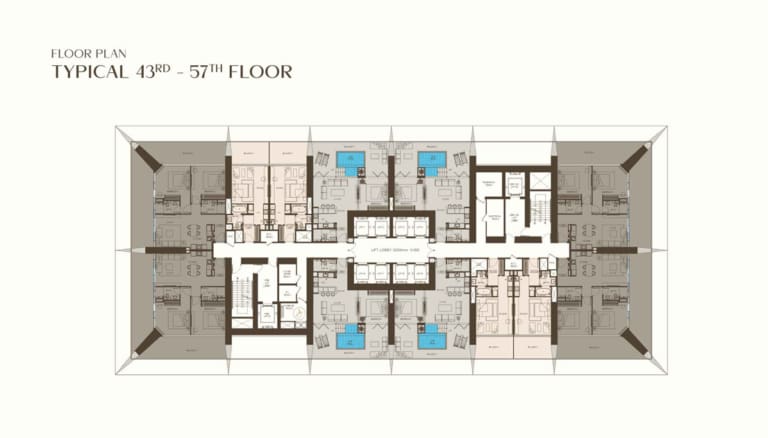 Binghatti One 43rd – 57th Floor Plan