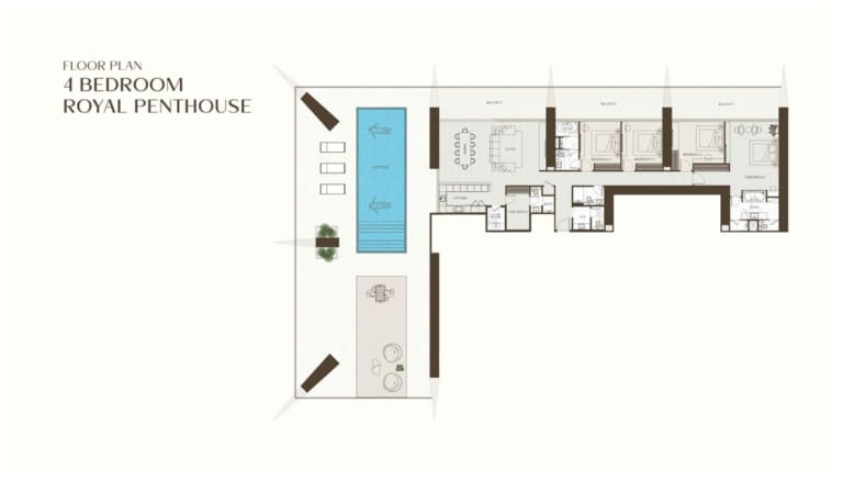 Binghatti One 4 Bedroom Royal Penthouse Floor Plan
