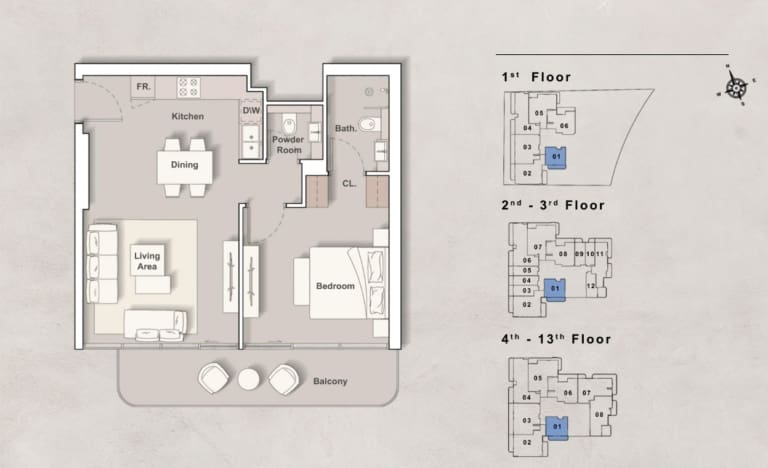 Iraz Creek View 1 Bedroom Type A Floor Plan