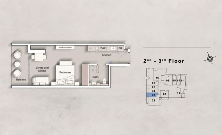 Iraz Creek View Studio Apartment Type A Floor Plan
