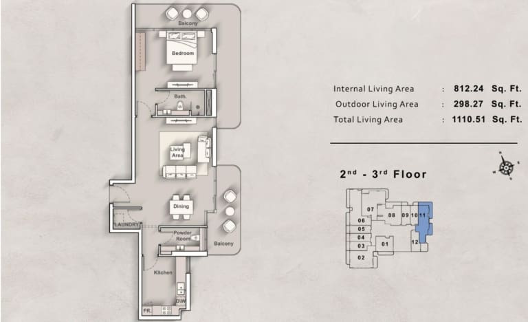 Iraz Creek View 1 Bedroom Type B Floor Plan