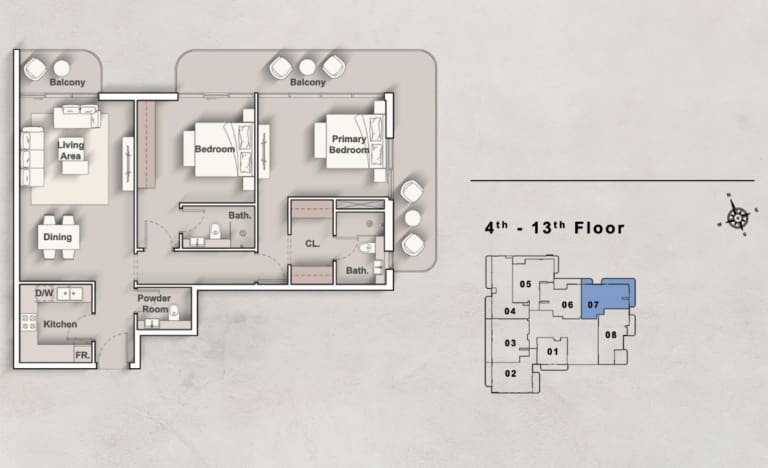 Iraz Creek View 2 Bedroom Type F Floor Plan