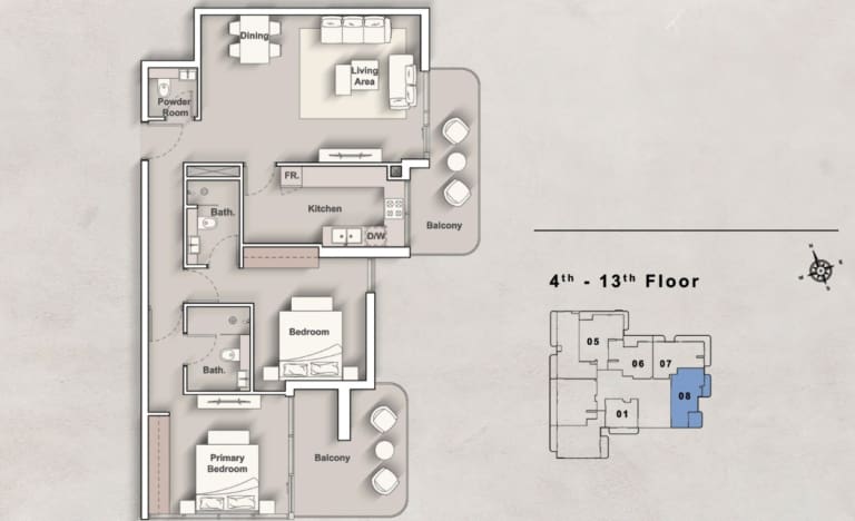 Iraz Creek View 2 Bedroom Type G Floor Plan