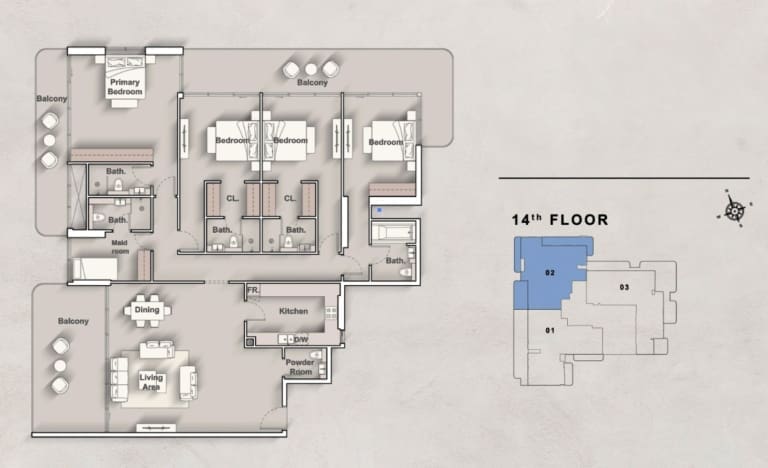 Iraz Creek View 4 Bedroom Penthouse Type B Floor Plan