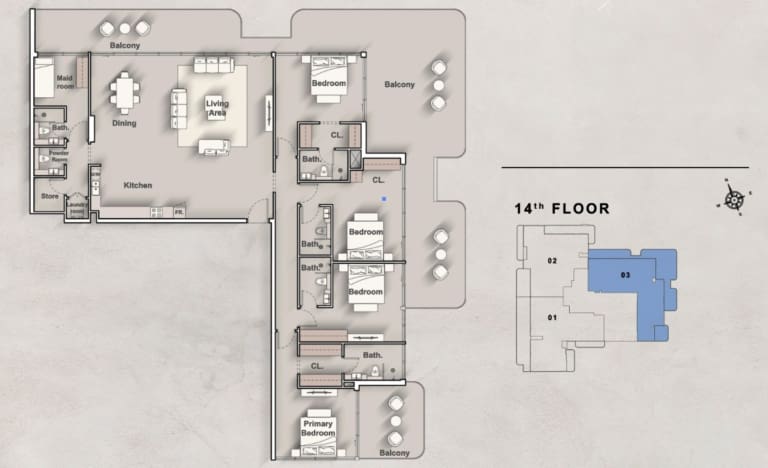 Iraz Creek View 4 Bedroom Penthouse Type C Floor Plan