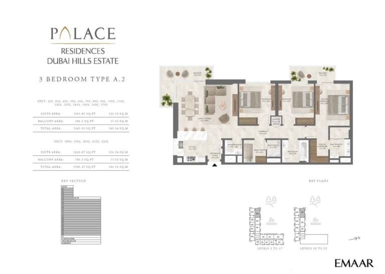 The Palace Residence 3 Bedroom Type A.2 Floor Plan