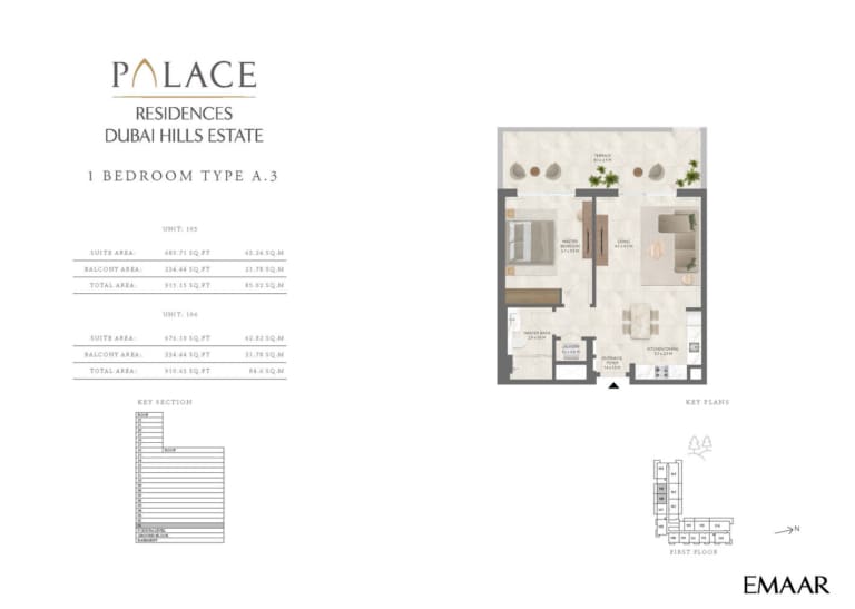 The Palace Residence 1 Bedroom Type A.3 Floor Plan