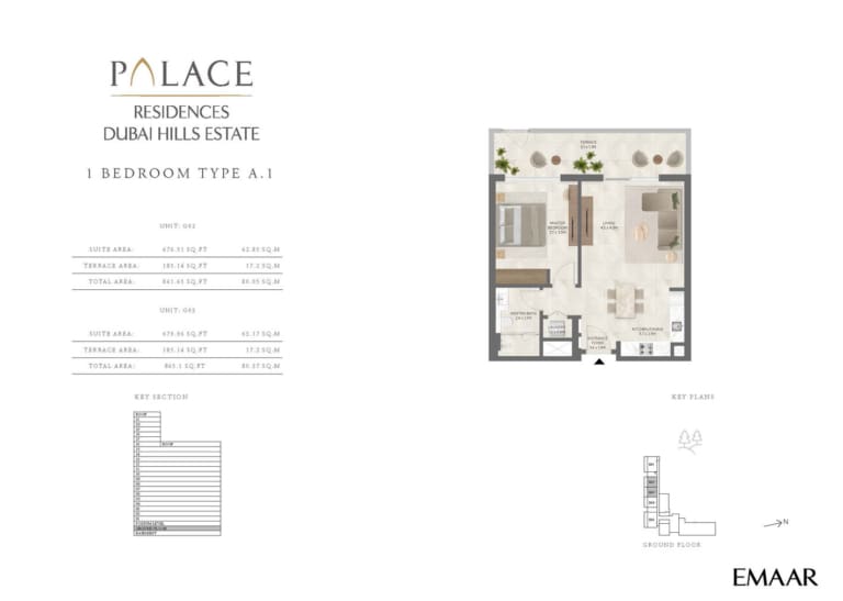 The Palace Residence 1 Bedroom Type A.1 Floor Plan