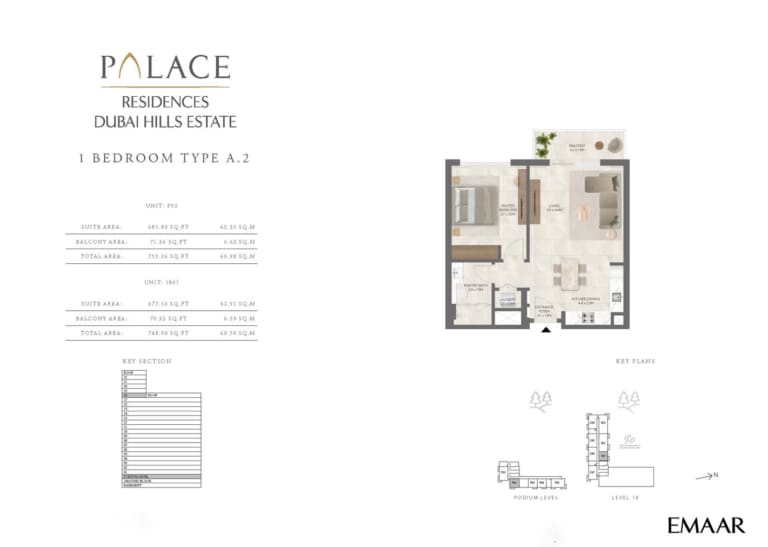 The Palace Residence 1 Bedroom Type A.2 Floor Plan