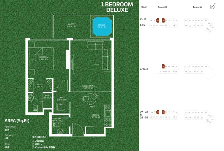 Sportz by Danube 1 Bedroom Deluxe Apartment Floor Plan