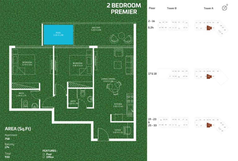 Sportz by Danube 2 Bedroom Premier Apartment Floor Plan