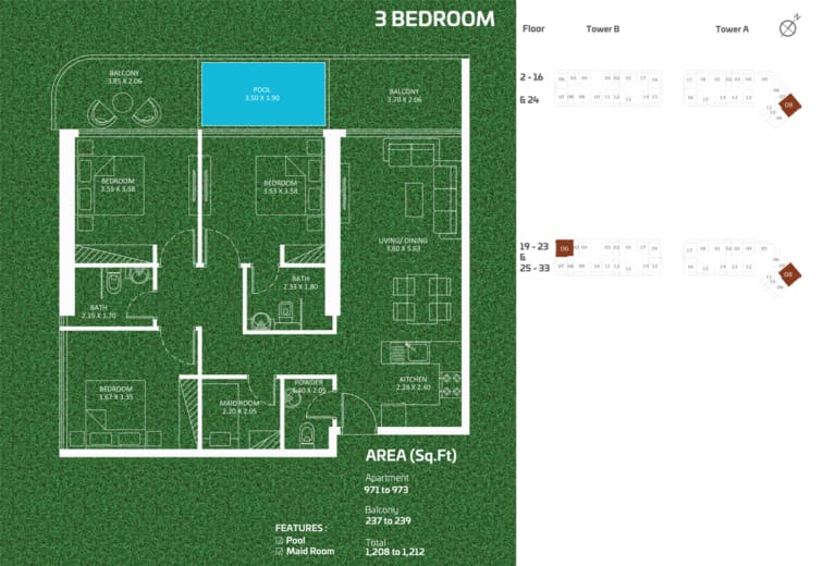 Sportz by Danube 3 Bedroom Apartment Floor Plan
