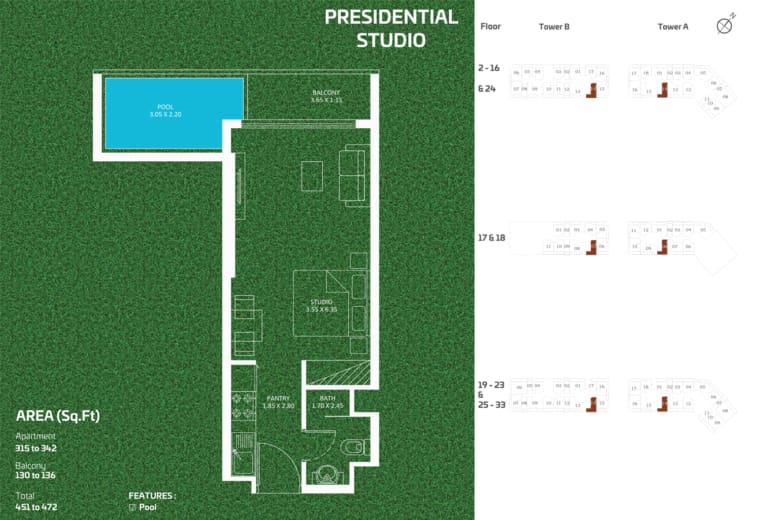 Sportz by Danube Presidential Studio Apartment Floor Plan