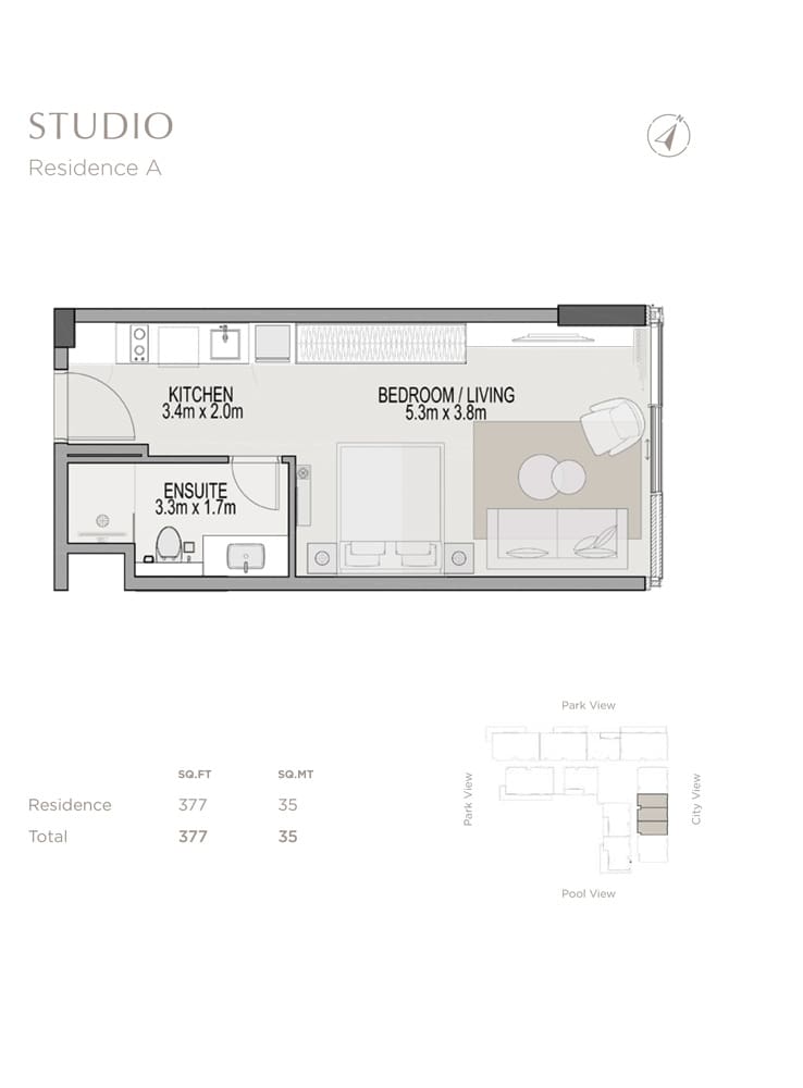 Berkeley Studio Residence A Floor Plan