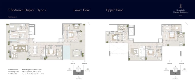 Kempinski Marina Residences 5 Bedroom Duplex Floor Plan