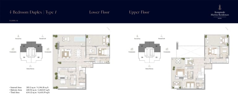 Kempinski Marina Residences 4 Bedroom Duplex Floor Plan