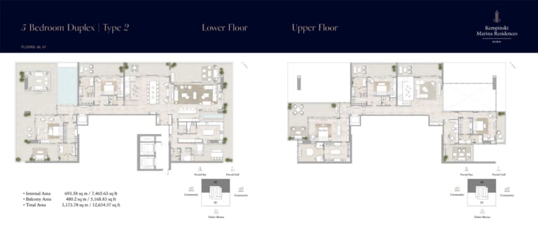 Kempinski Marina Residences 5 Bedroom Duplex Type 2 Floor Plan