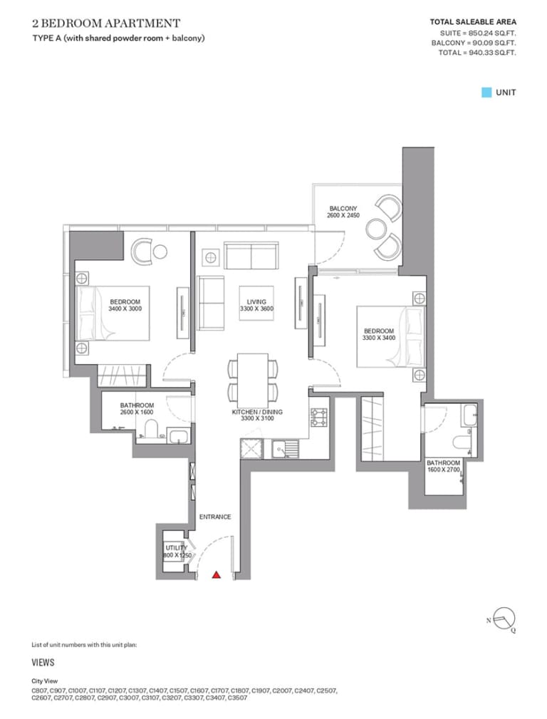 Skyscape Aura Level 2 Bedroom Apartment Type A Floor Plan