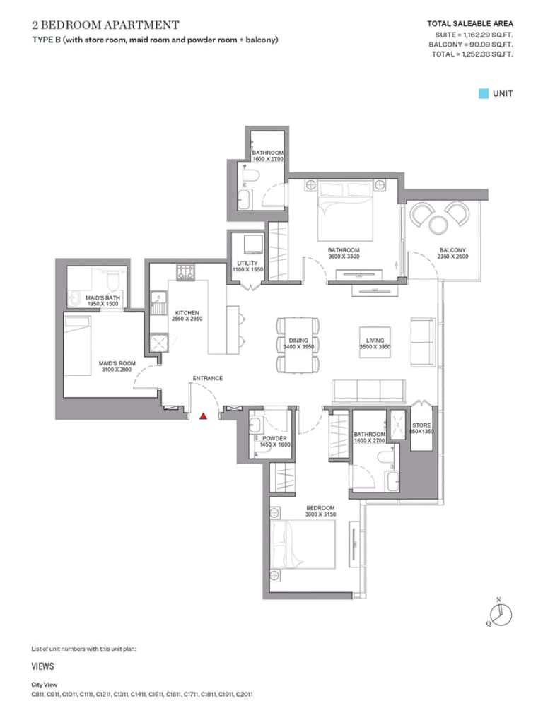 Skyscape Aura Level 2 Bedroom Apartment Type B Floor Plan