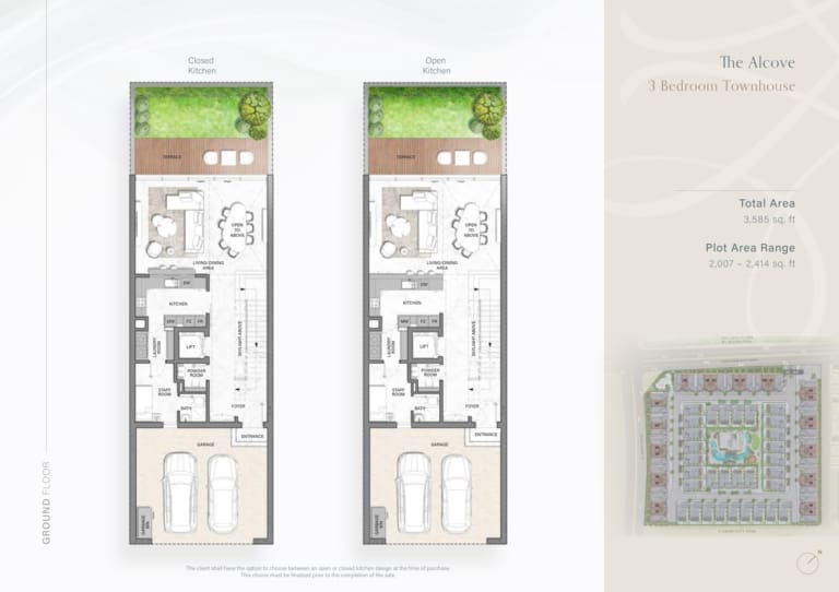 The Watercrest The Alcove 3 Bedroom Townhouse -1 Floor Plan