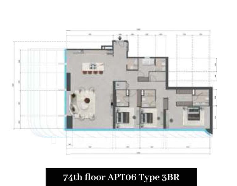 Tiger Sky Tower 3 Bedroom Apartment Type 6 74th Floor Plan