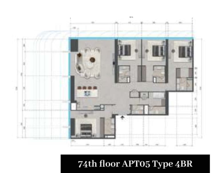 Tiger Sky Tower 4 Bedroom Apartment Type 5 74th Floor Plan