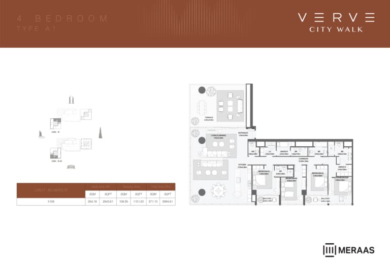 Verve at City Walk 4 Bedroom Type A1 Floor Plan
