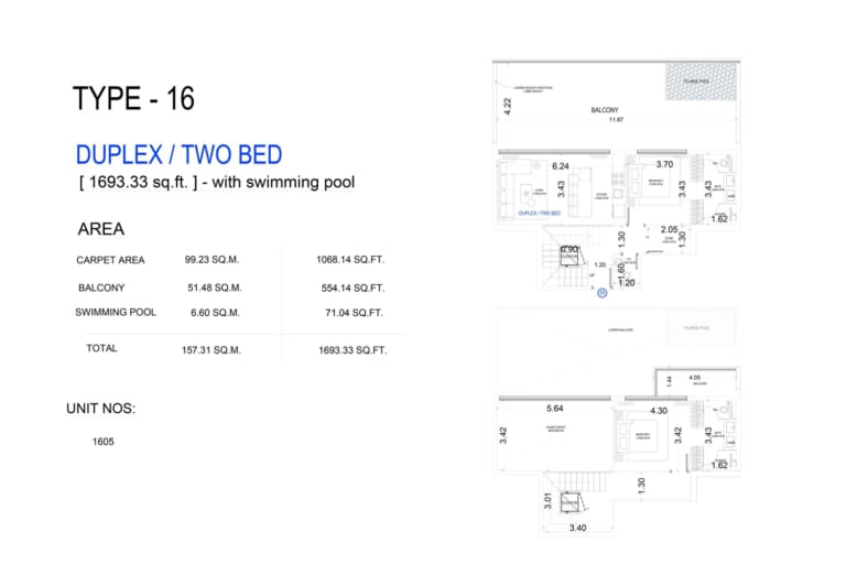 VUE By Crystal Bay Duplex 2 Bedroom Apartment Type 16 Floor Plan