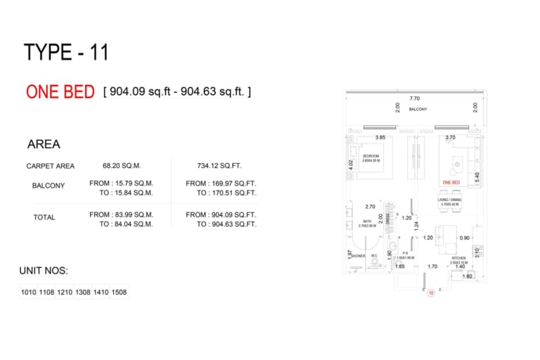 VUE By Crystal Bay 1 Bedroom Apartment Type 11 Floor Plan
