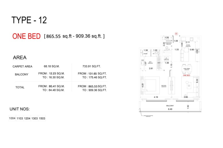 VUE By Crystal Bay 1 Bedroom Apartment Type 12 Floor Plan