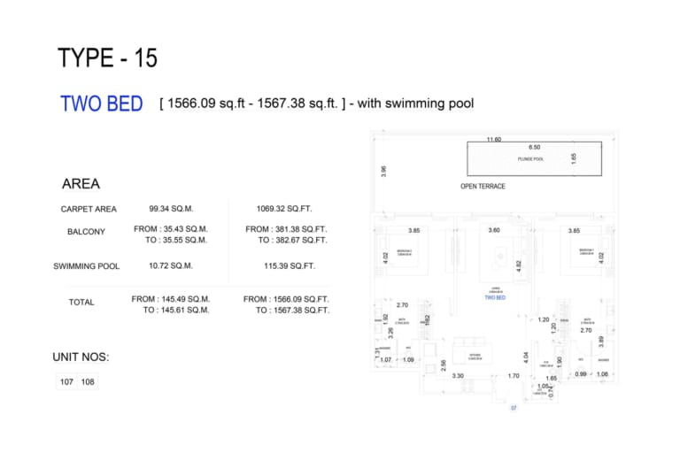 VUE By Crystal Bay 2 Bedroom Apartment Type 15 Floor Plan