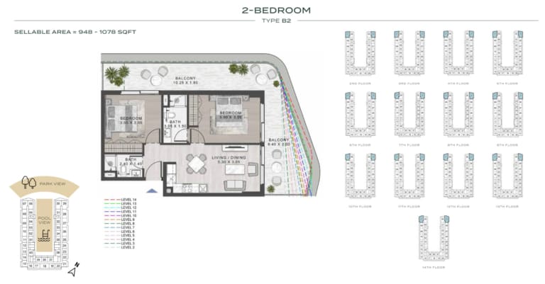 ELO 3 – 2 Bedroom Type B2 Floor Plan