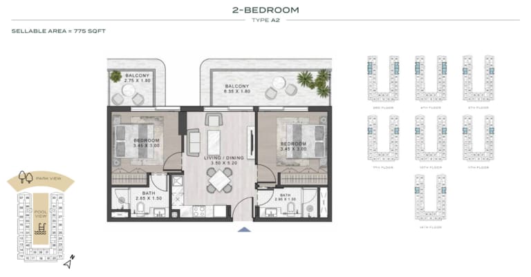 ELO 3 – 2 Bedroom Type A2 Floor Plan