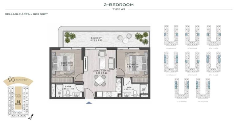 ELO 3 – 2 Bedroom Type A3 Floor Plan
