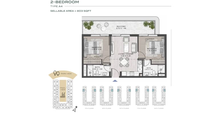 ELO 3 – 2 Bedroom Type A4 Floor Plan