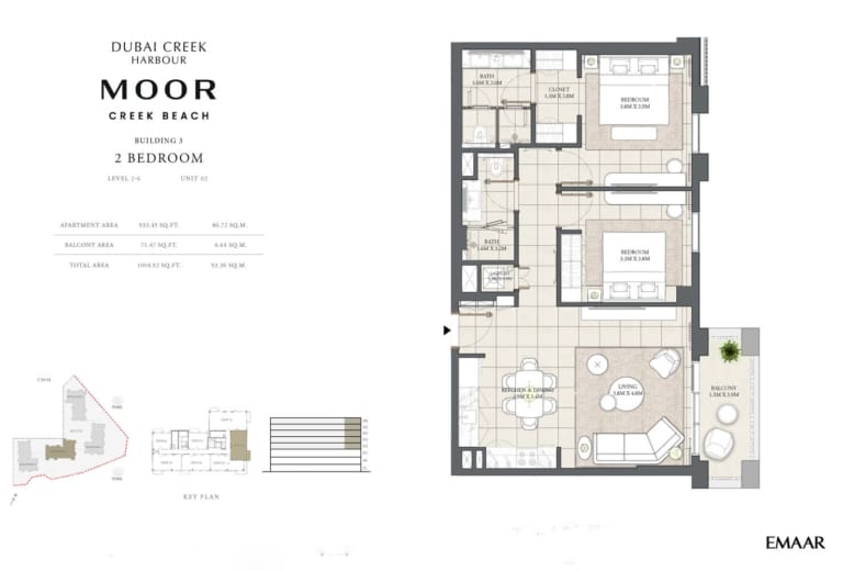 Moor Creek Beach 2 Bedroom Unit 02 Floor Plan