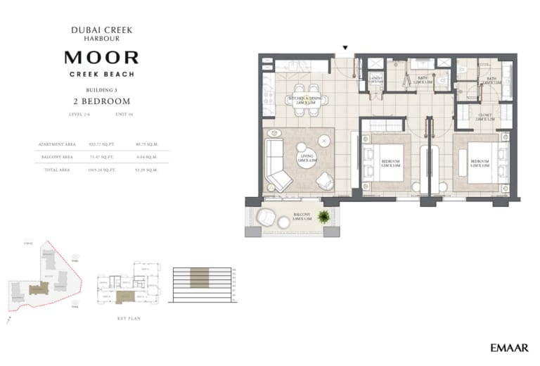 Moor Creek Beach 2 Bedroom Unit 04 Floor Plan