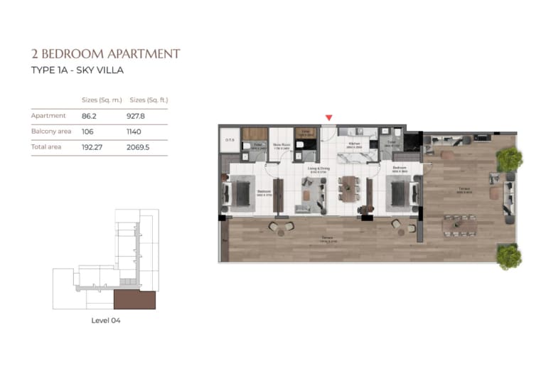 Park Lane 2 Bedroom Apartment Floor Plan Type 1A Floor Plan