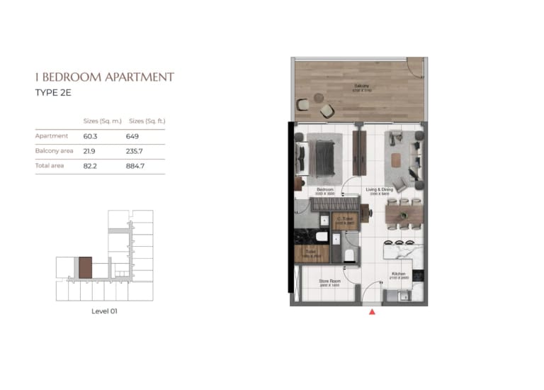 Park Lane 1 Bedroom Apartment Floor Plan Type 2E Floor Plan