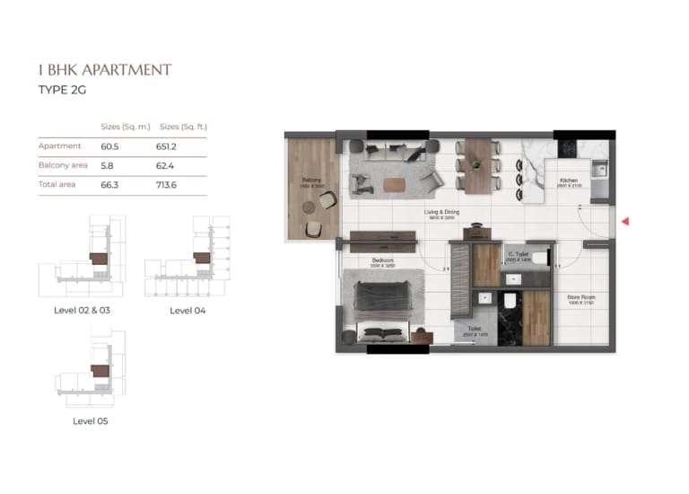 Park Lane 1 Bedroom Apartment Floor Plan Type 2G Floor Plan