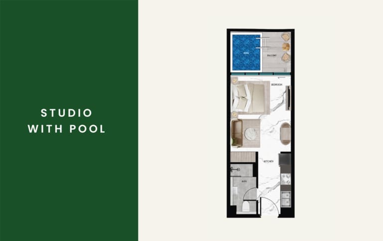 Samana Al Barari Views Studio Apartment with Pool Floor Plan