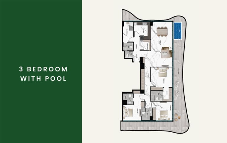 Samana Al Barari Views 3 Bedroom with Pool Floor Plan