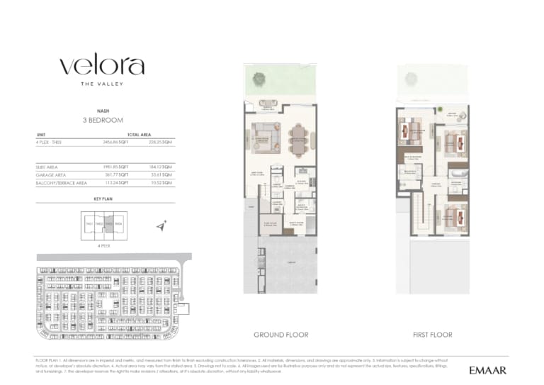 Velora The Valley NASH 3 Bedroom Unit 4 PLEX – TH03 Floor Plan